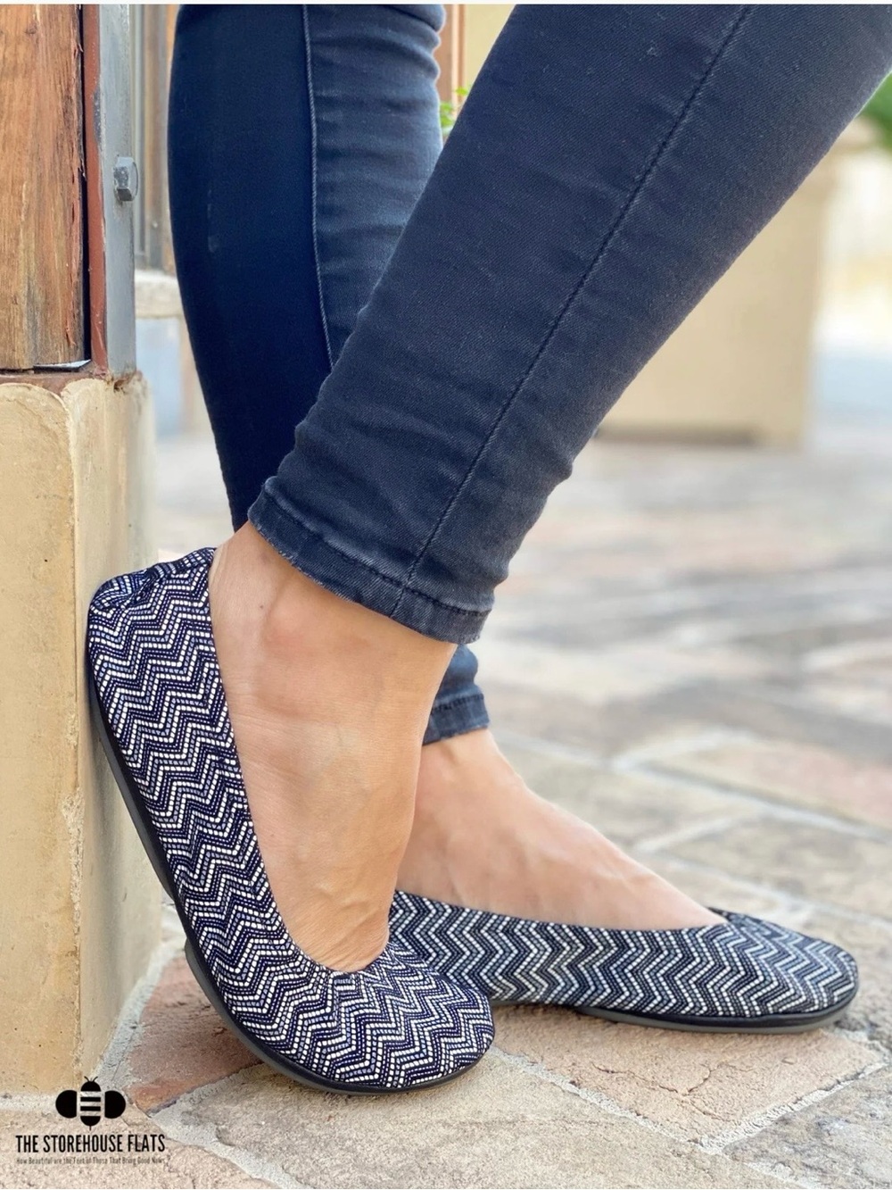 The Storehouse Flats Chevron Mosaic Suede Leather Foldable Ballet Flats - Size 7 - Picture 2 of 10